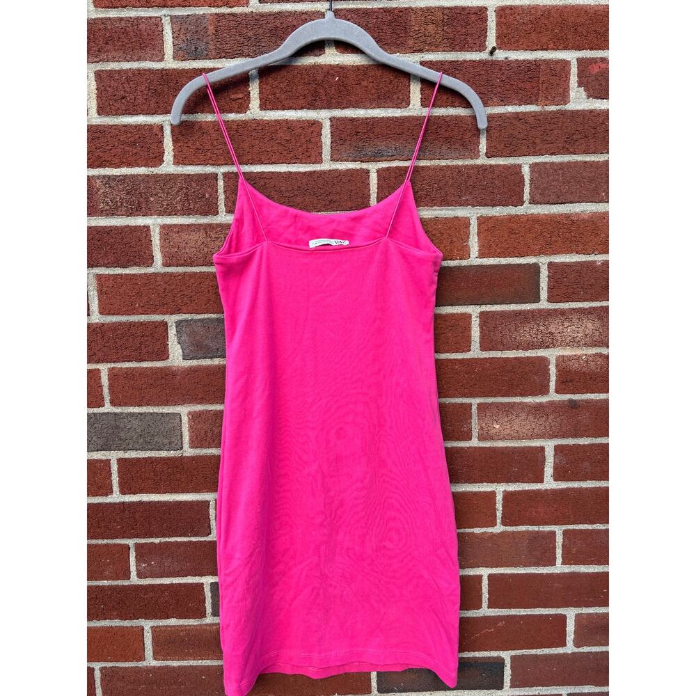Zara Hot Pink Bodycon Mini Dress Size Large Spaghetti Strap Stretch Club - Picture 8 of 8